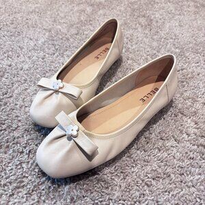 Belle Off-White Leather Flats
